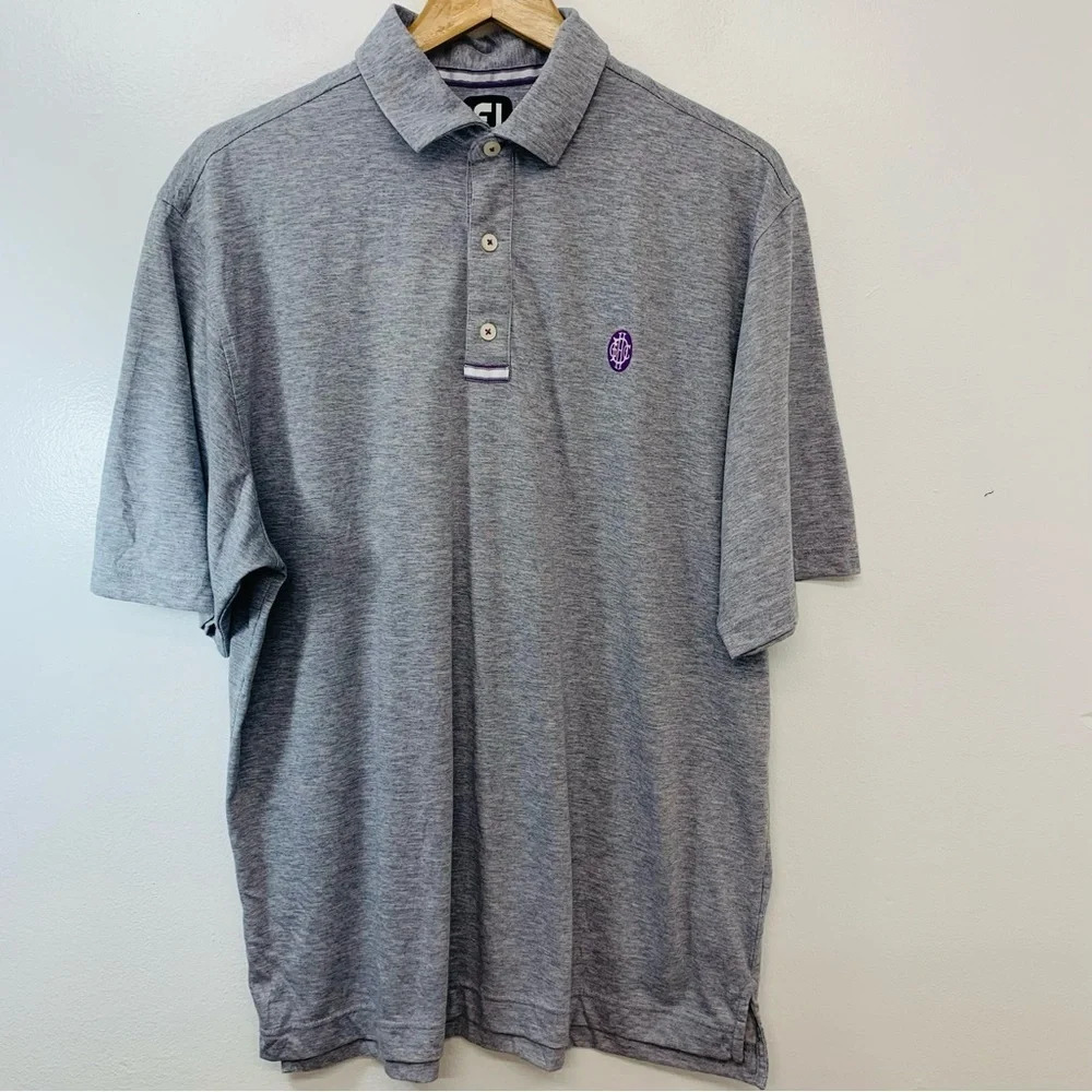 FootJoy Mens Polo Large Gray Short Sleeve Lightweight Stretch Work Casual Golf